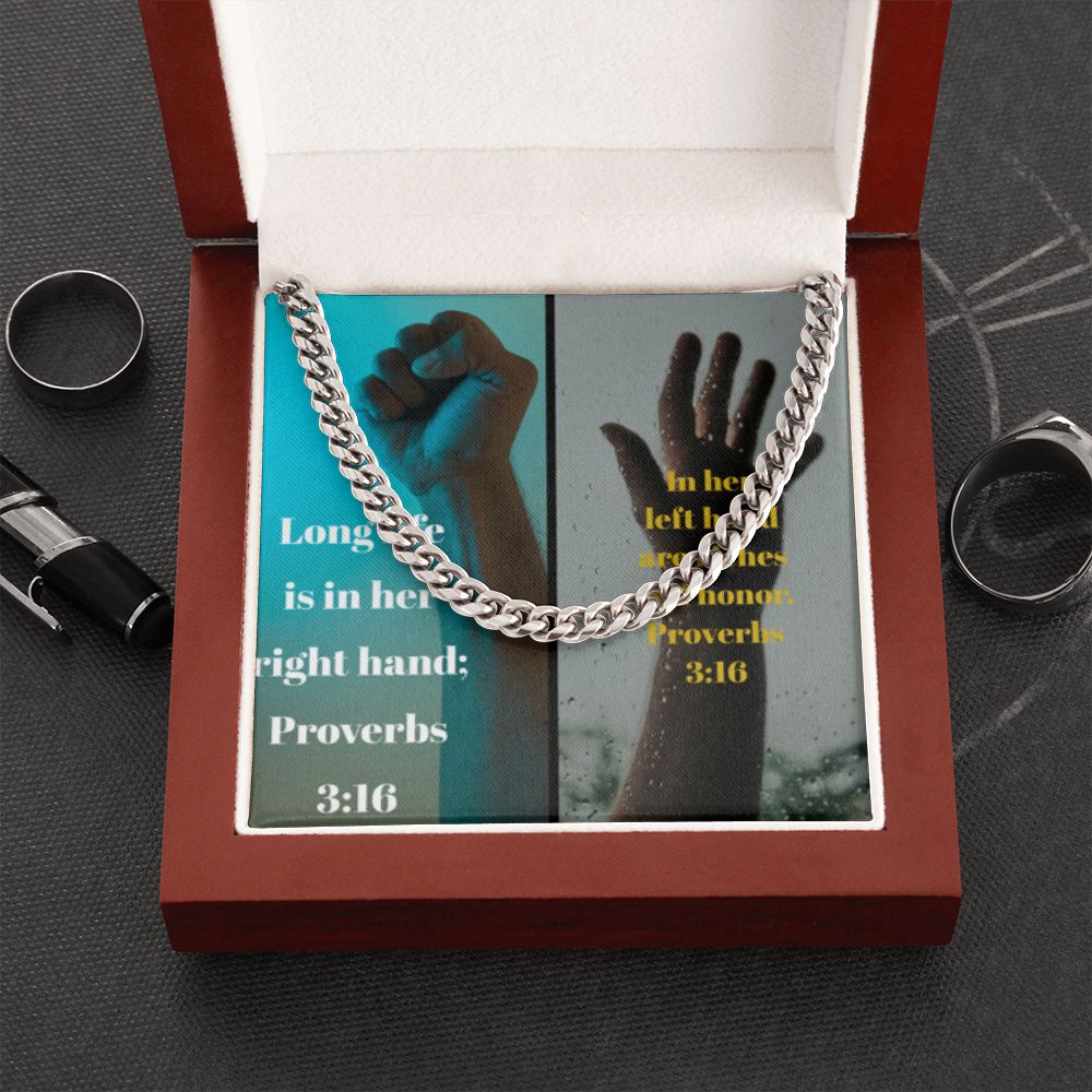 IKE MENS SCRIPTURE COLLAGE CUBAN LINK CHAIN