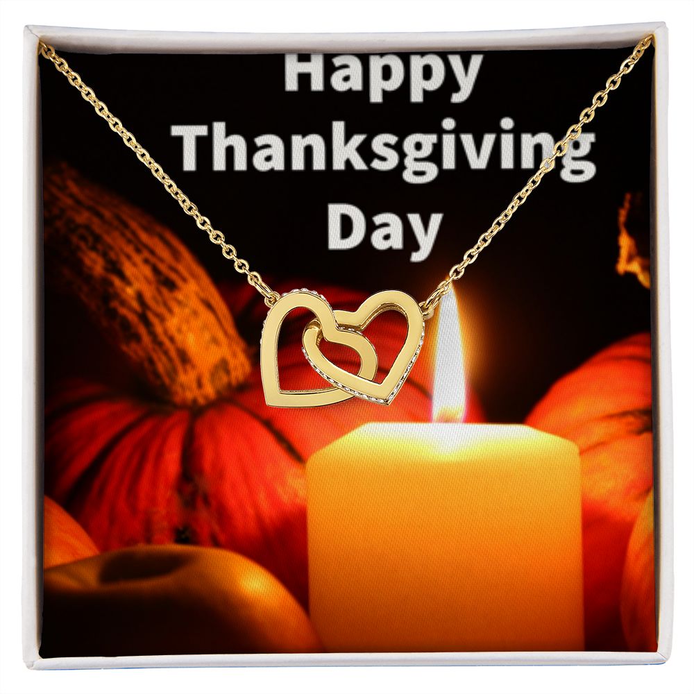 HAPPY THANKSGIVING DAY INTERLOCKING HEART'S NECKLACE L