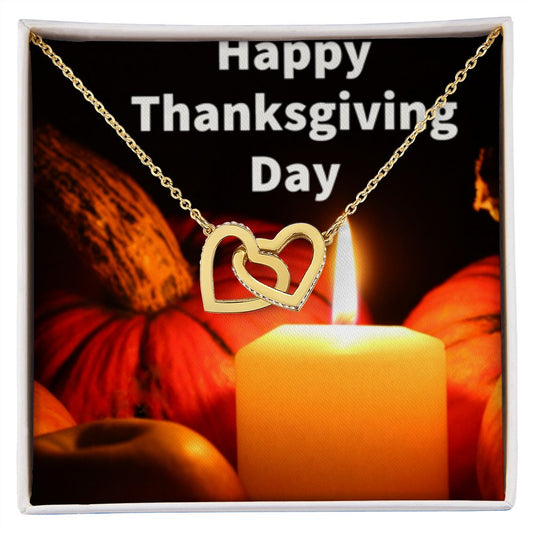 HAPPY THANKSGIVING DAY INTERLOCKING HEART'S NECKLACE L
