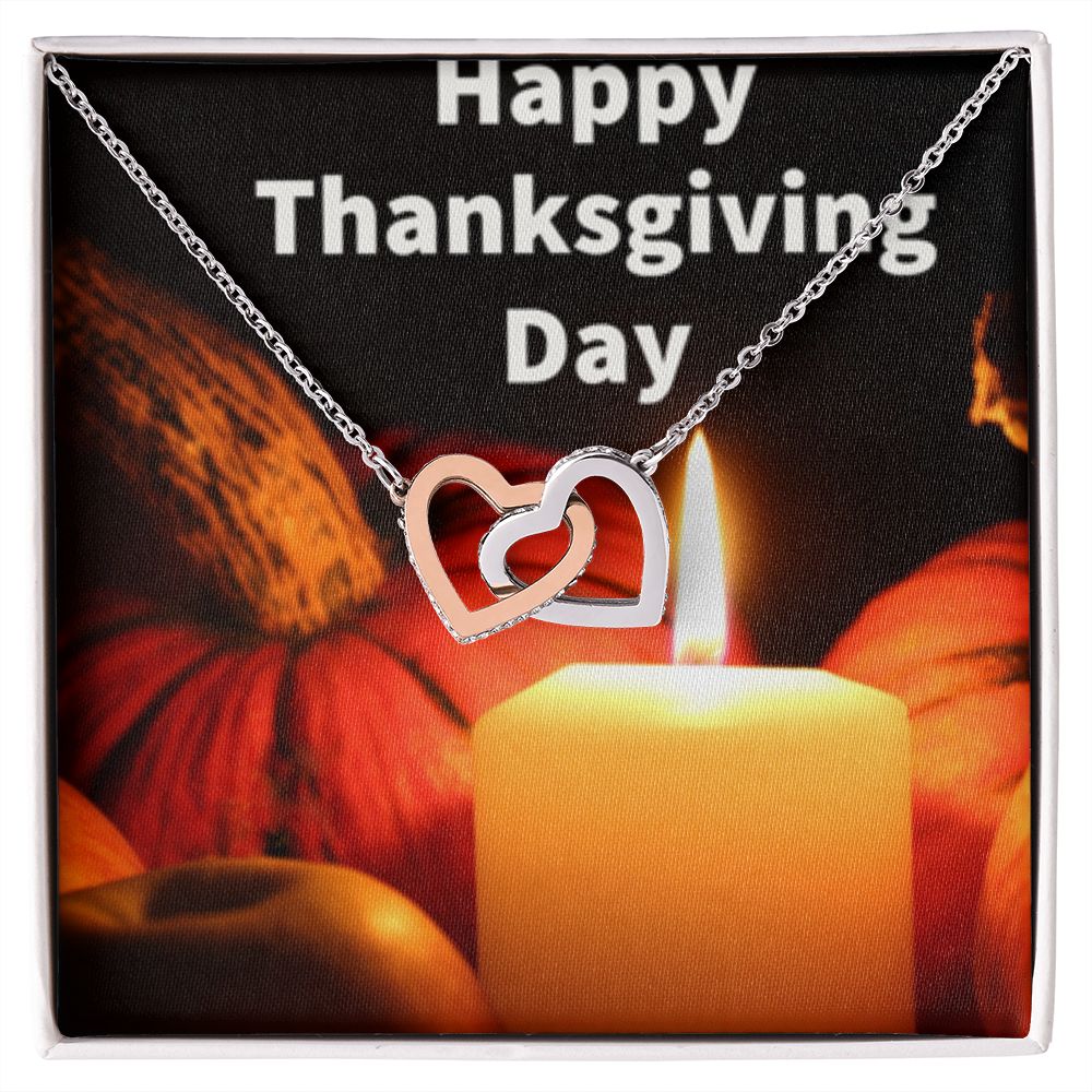 HAPPY THANKSGIVING DAY INTERLOCKING HEART'S NECKLACE L
