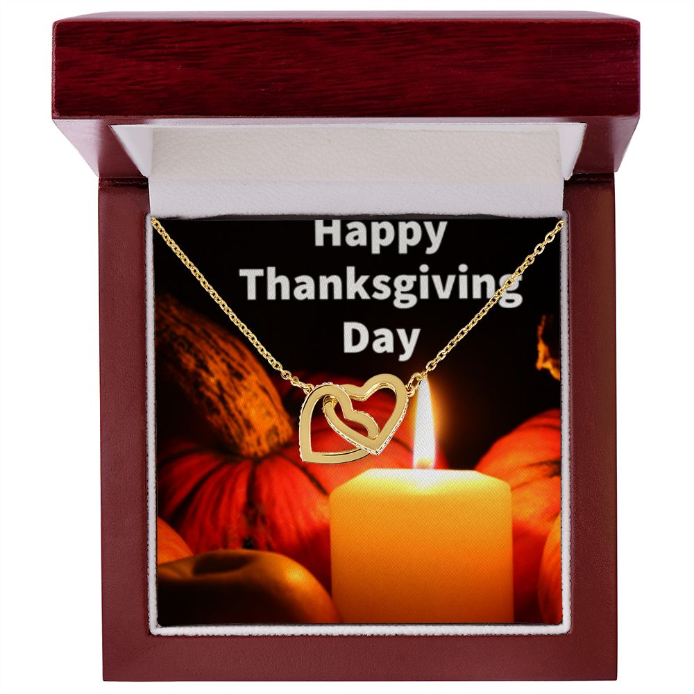 HAPPY THANKSGIVING DAY INTERLOCKING HEART'S NECKLACE L