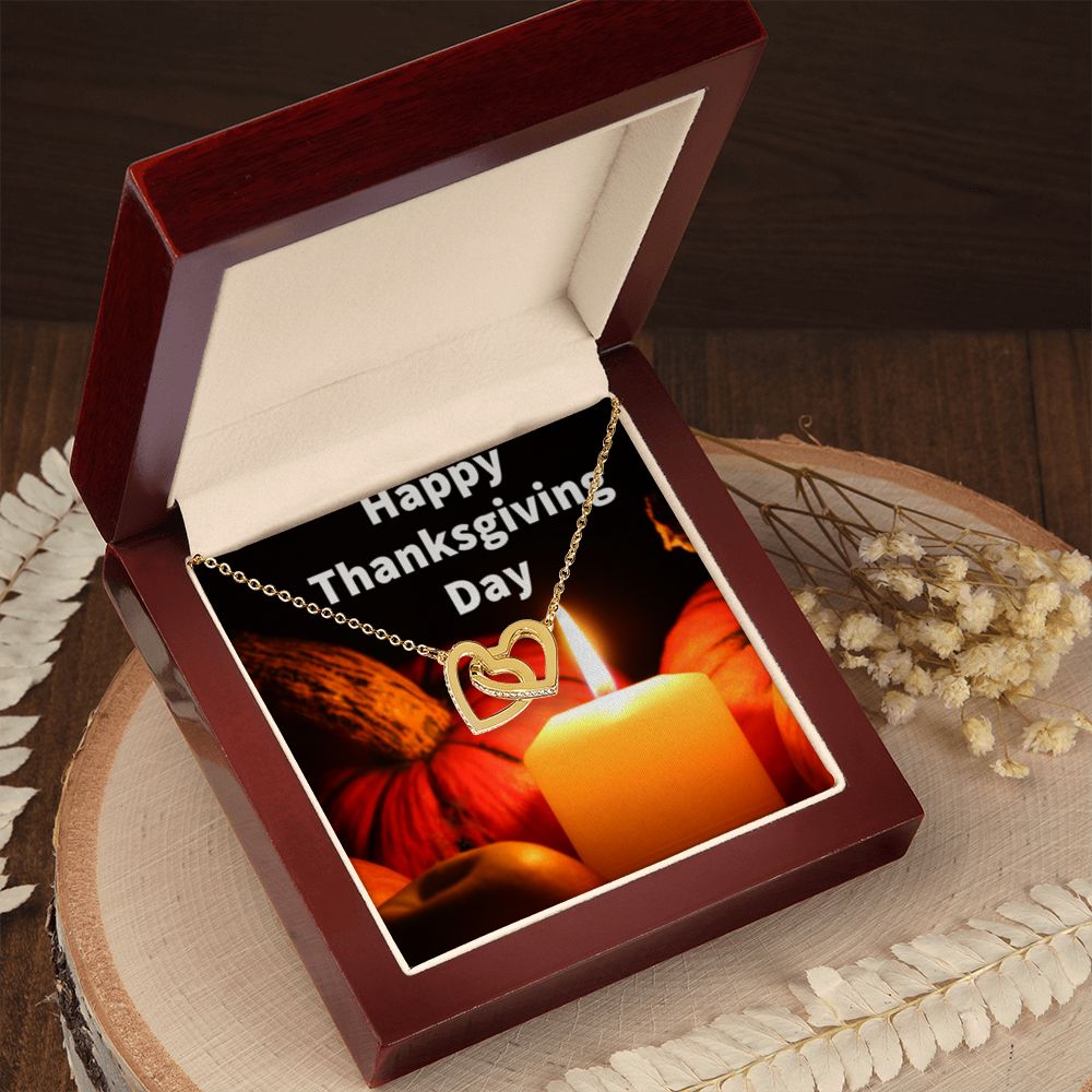 HAPPY THANKSGIVING DAY INTERLOCKING HEART'S NECKLACE L