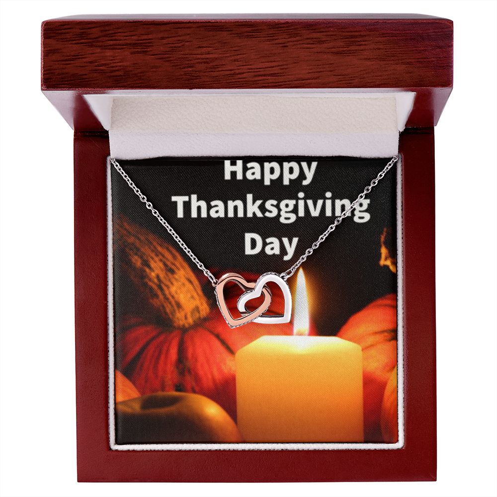 HAPPY THANKSGIVING DAY INTERLOCKING HEART'S NECKLACE L