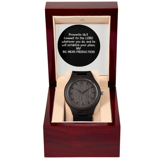 WOODEN WATCH WITH PROVERBS