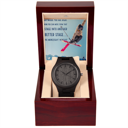 IKE MENS QUOTE WOODEN WATCH