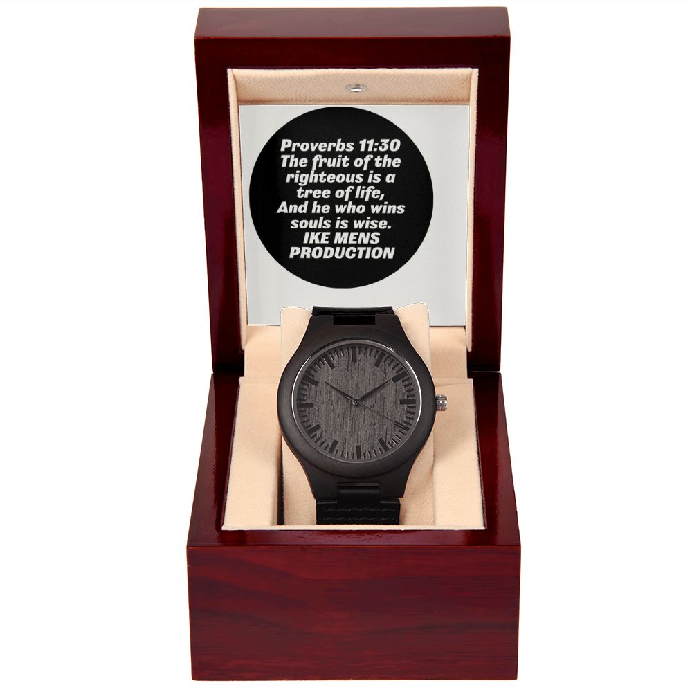 WOODEN WATCH WITH PROVERBS