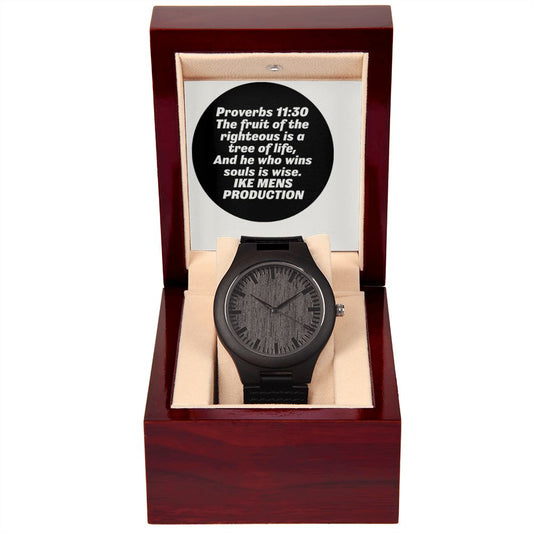 WOODEN WATCH WITH PROVERBS