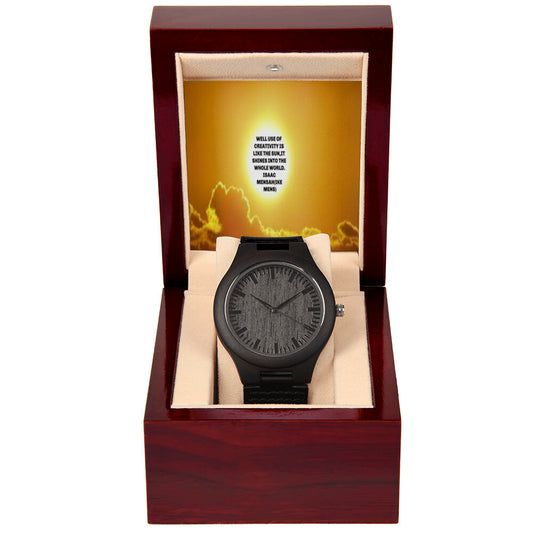 IKE MENS QUOTE WOODEN WATCH
