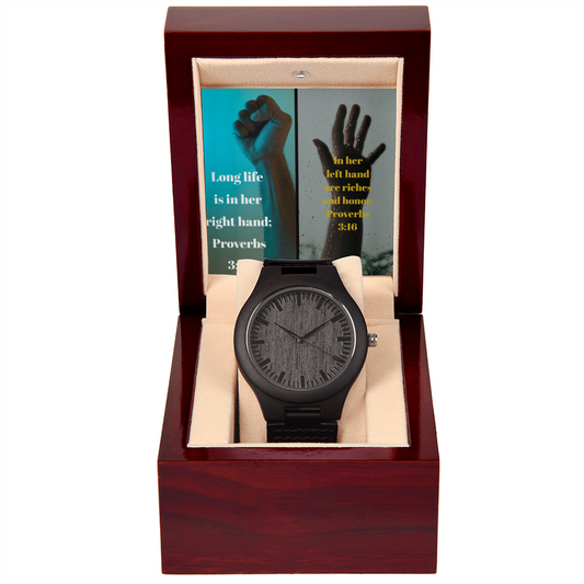 IKE MENS SCRIPTURE COLLAGE WOODEN WATCH