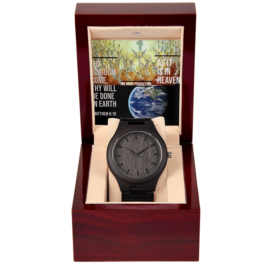 IKE MENS SCRIPTURE COLLAGE WOODEN WATCH