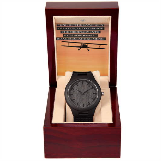 IKE MENS QUOTE WOODEN WATCH