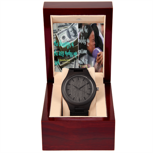IKE MENS SCRIPTURE COLLAGE WOODEN WATCH