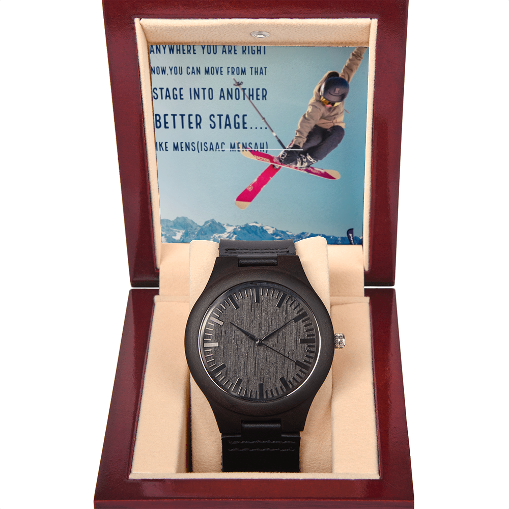 IKE MENS QUOTE WOODEN WATCH