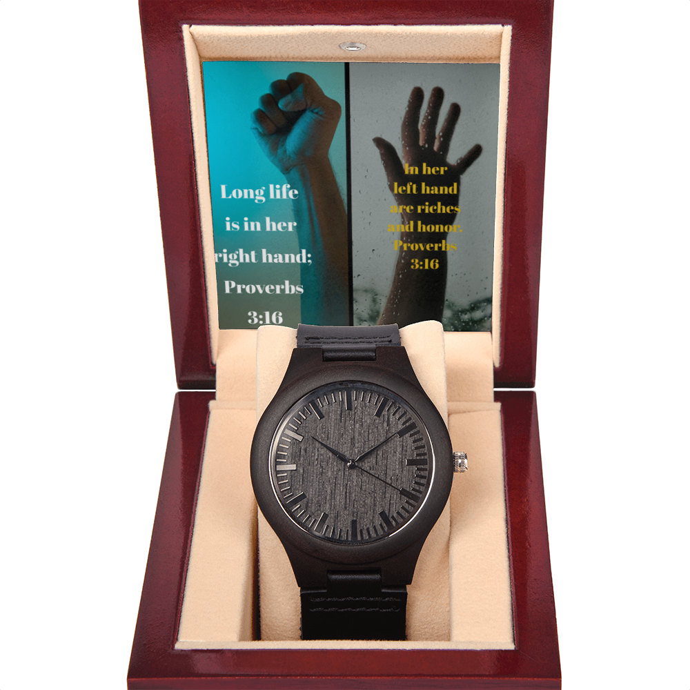 IKE MENS SCRIPTURE COLLAGE WOODEN WATCH
