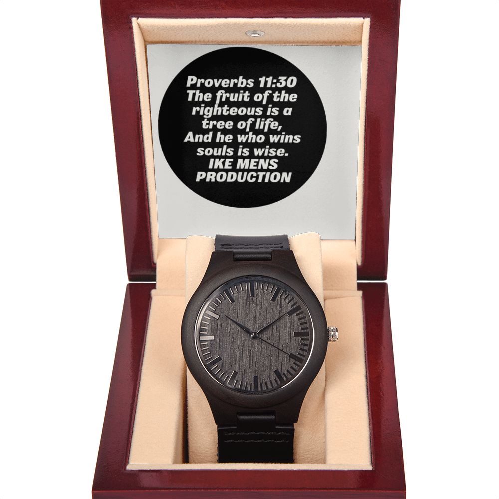WOODEN WATCH WITH PROVERBS