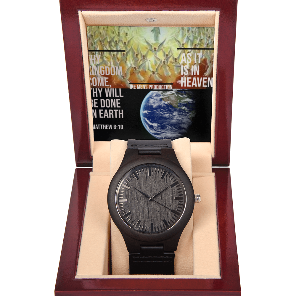 IKE MENS SCRIPTURE COLLAGE WOODEN WATCH
