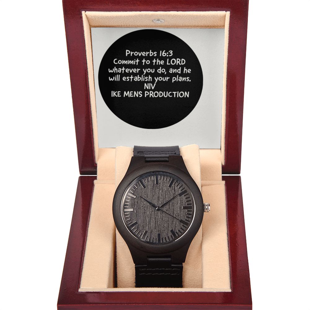 WOODEN WATCH WITH PROVERBS