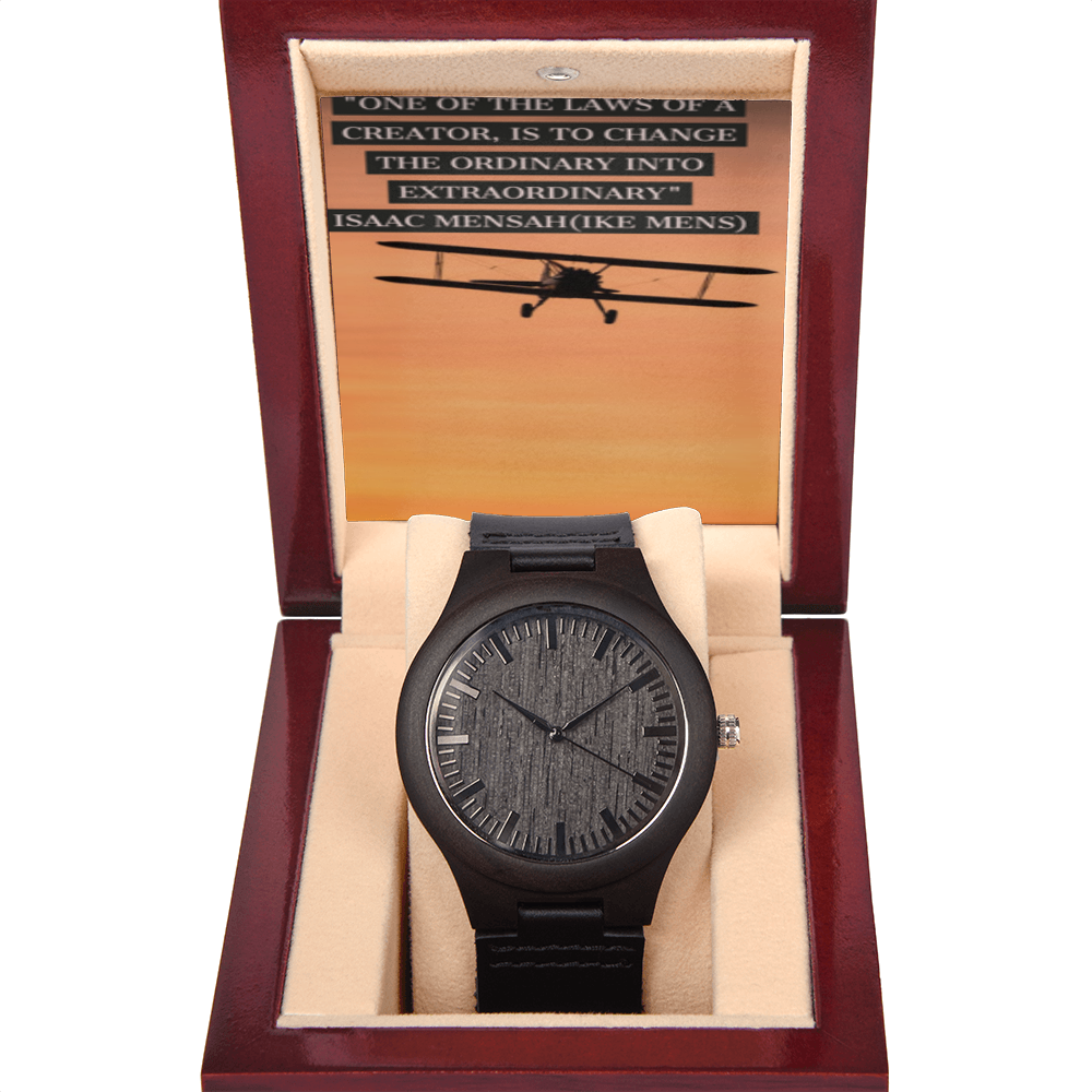 IKE MENS QUOTE WOODEN WATCH