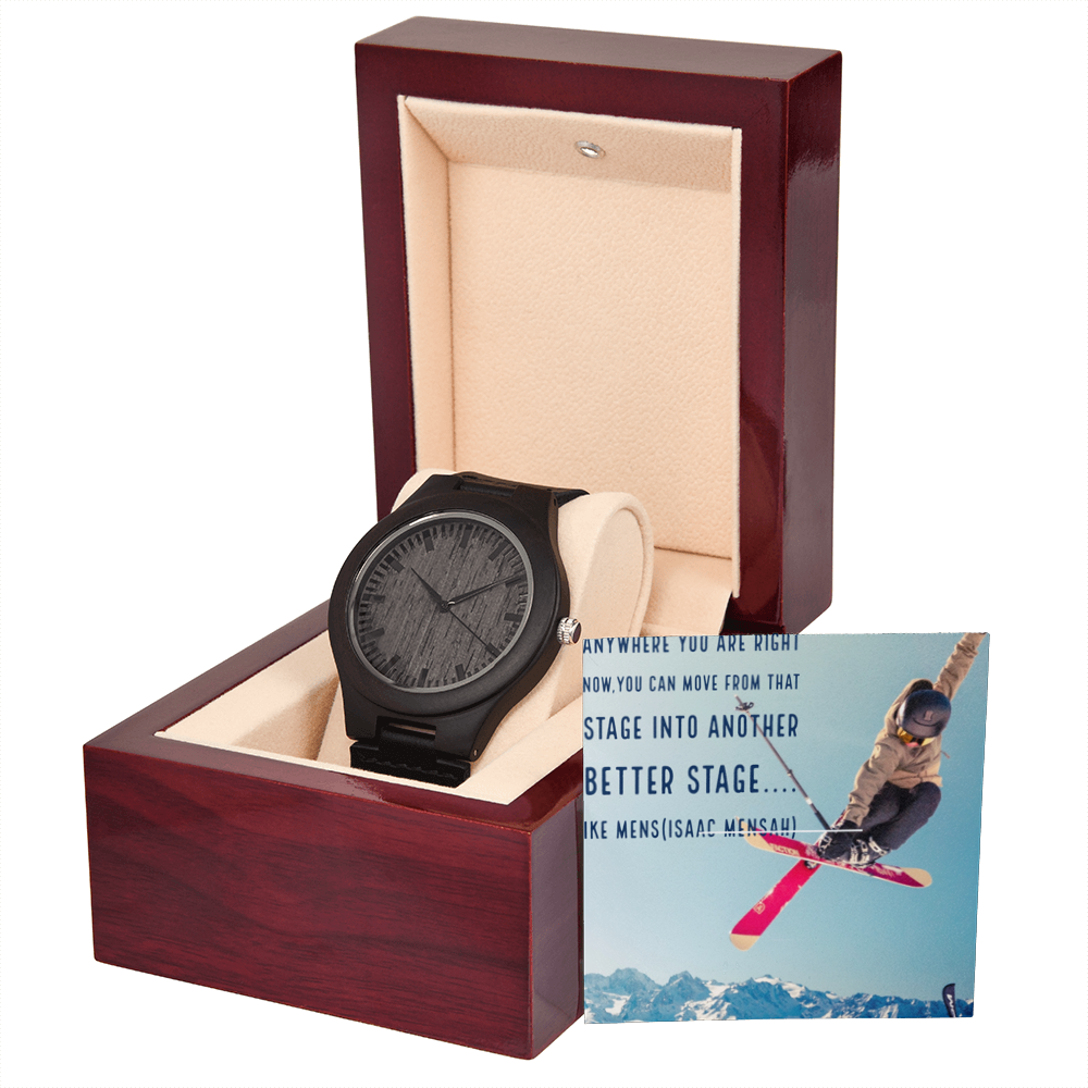 IKE MENS QUOTE WOODEN WATCH