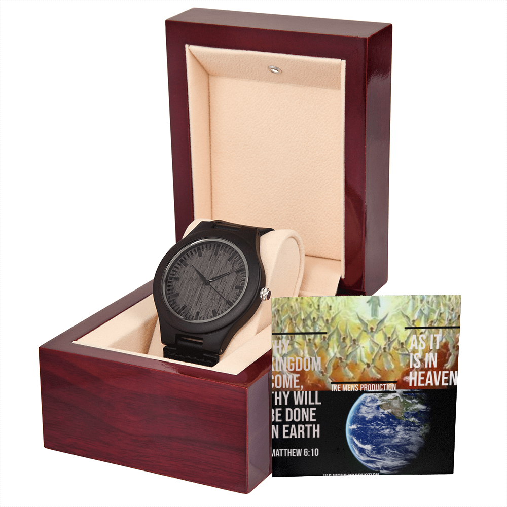 IKE MENS SCRIPTURE COLLAGE WOODEN WATCH