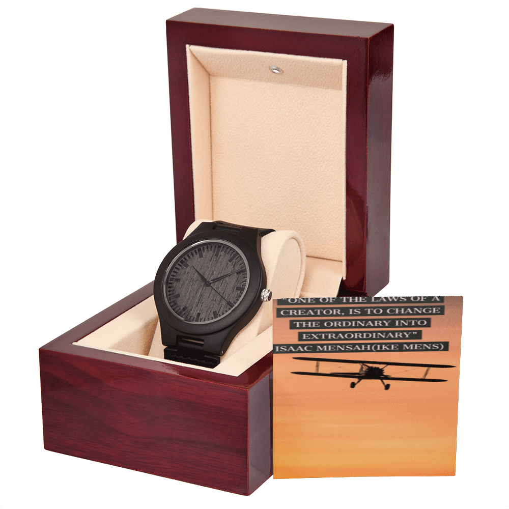 IKE MENS QUOTE WOODEN WATCH