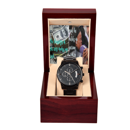 IKE MENS SCRIPTURE COLLAGE BLACK CHRONOGRAPH WATCH