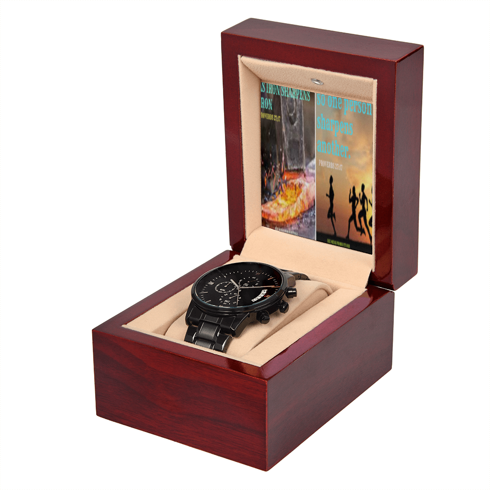 IKE MENS SCRIPTURE COLLAGE BLACK CHRONOGRAPH WATCH