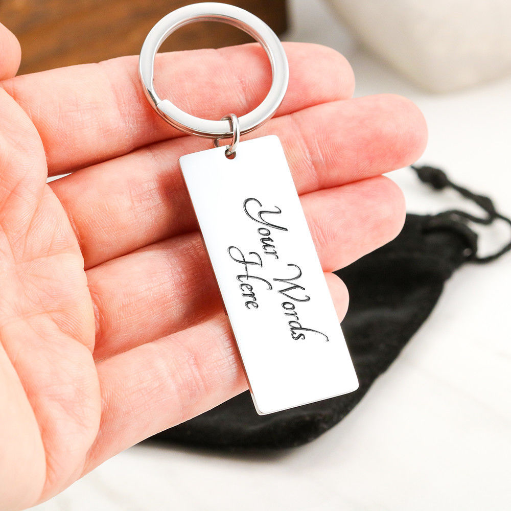 Proverbs Engraved Stainless Steel Rectangle Keychain