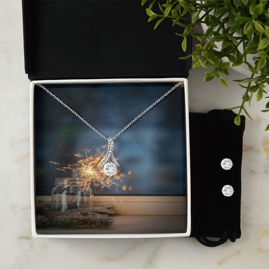Merry Christmas ALLURING BEAUTY NECKLACE +CLEAR CZ EARRINGS