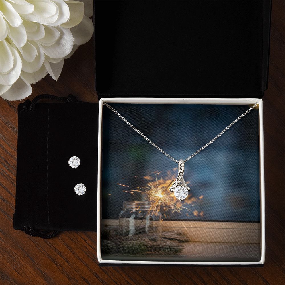 Merry Christmas ALLURING BEAUTY NECKLACE +CLEAR CZ EARRINGS