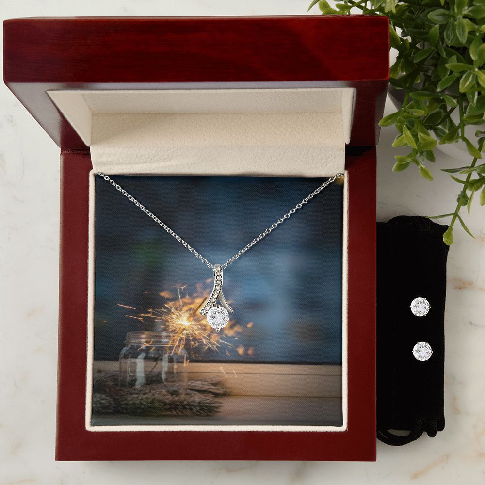 Merry Christmas ALLURING BEAUTY NECKLACE +CLEAR CZ EARRINGS