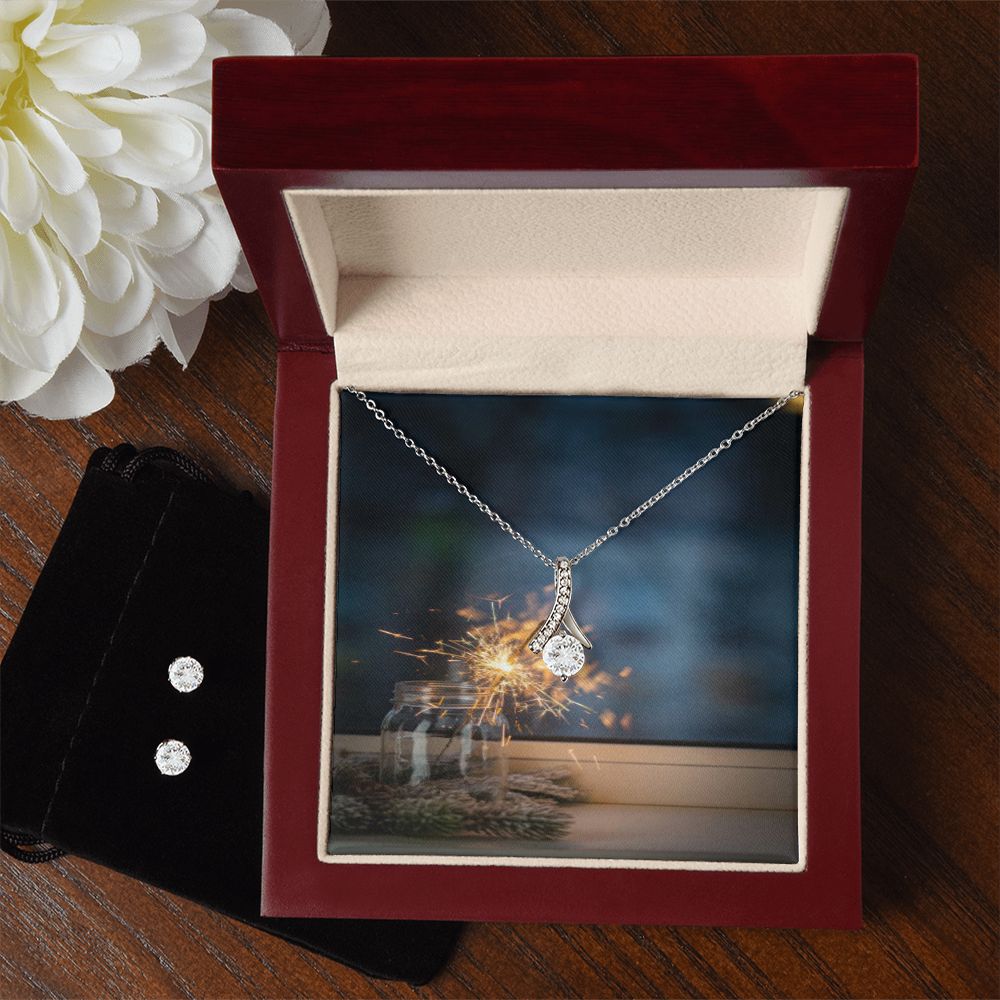 Merry Christmas ALLURING BEAUTY NECKLACE +CLEAR CZ EARRINGS
