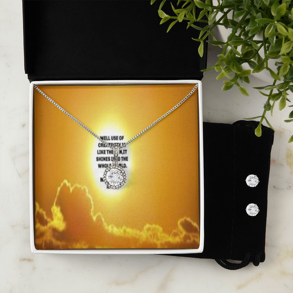 IKE MENS QUOTE ETERNAL HOPE NECKLACE JEWELRY +CLEAR CZ EARRINGS
