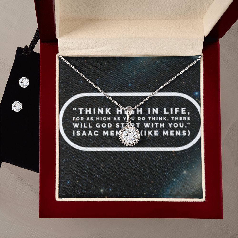 IKE MENS QUOTE ETERNAL HOPE NECKLACE JEWELRY +CLEAR CZ EARRINGS