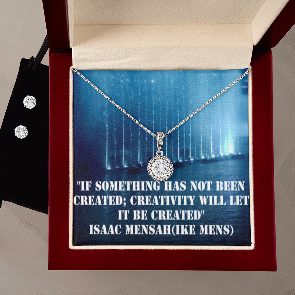 IKE MENS QUOTE ETERNAL HOPE NECKLACE JEWELRY +CLEAR CZ EARRINGS