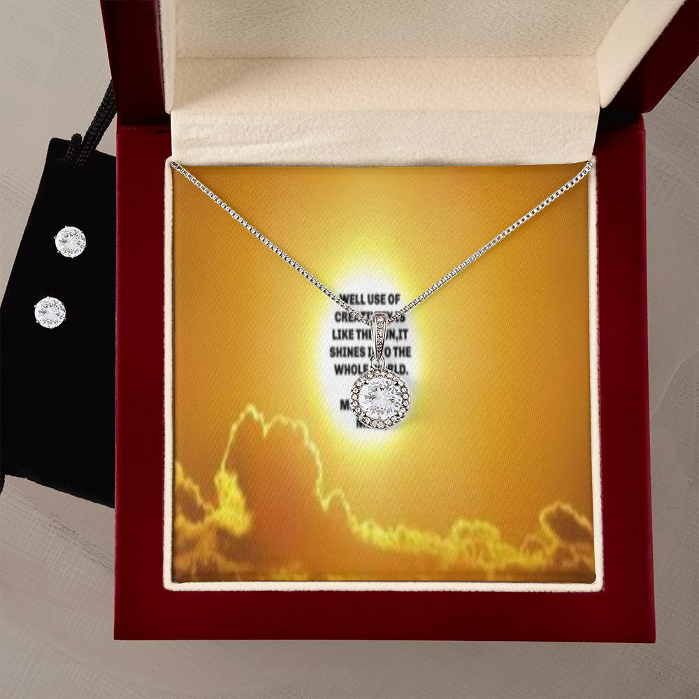 IKE MENS QUOTE ETERNAL HOPE NECKLACE JEWELRY +CLEAR CZ EARRINGS