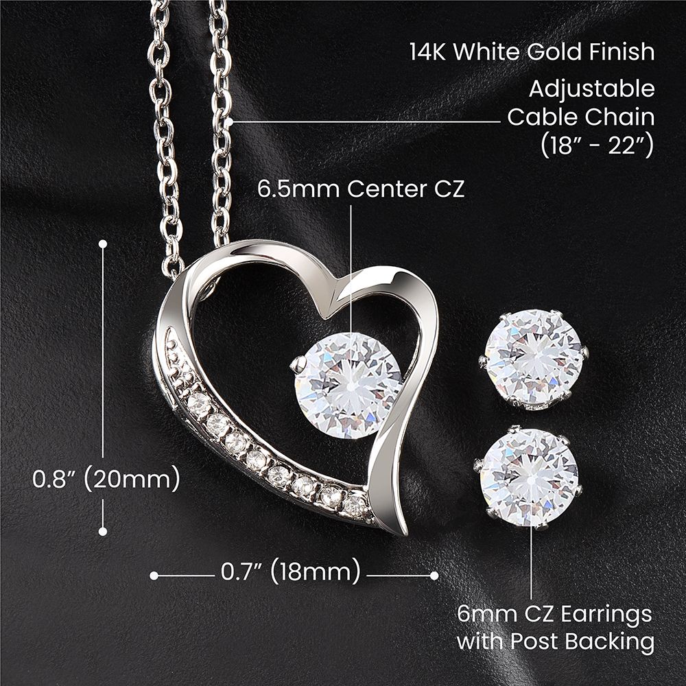 FOREVER LOVE NECKLACE +CLEAR CZ EARRINGS