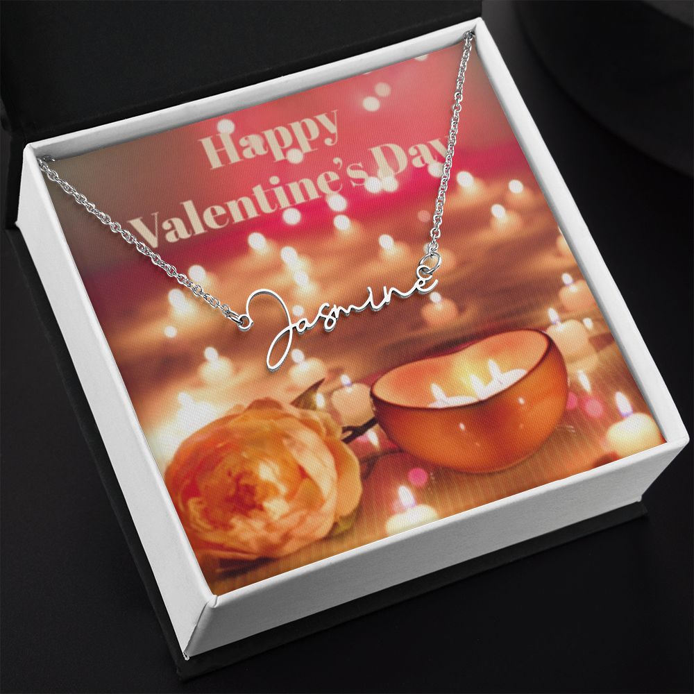 Happy Valentine's Day Signature Name Necklace
