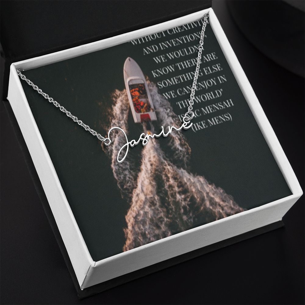 IKE MENS Quote Signature Name Necklace