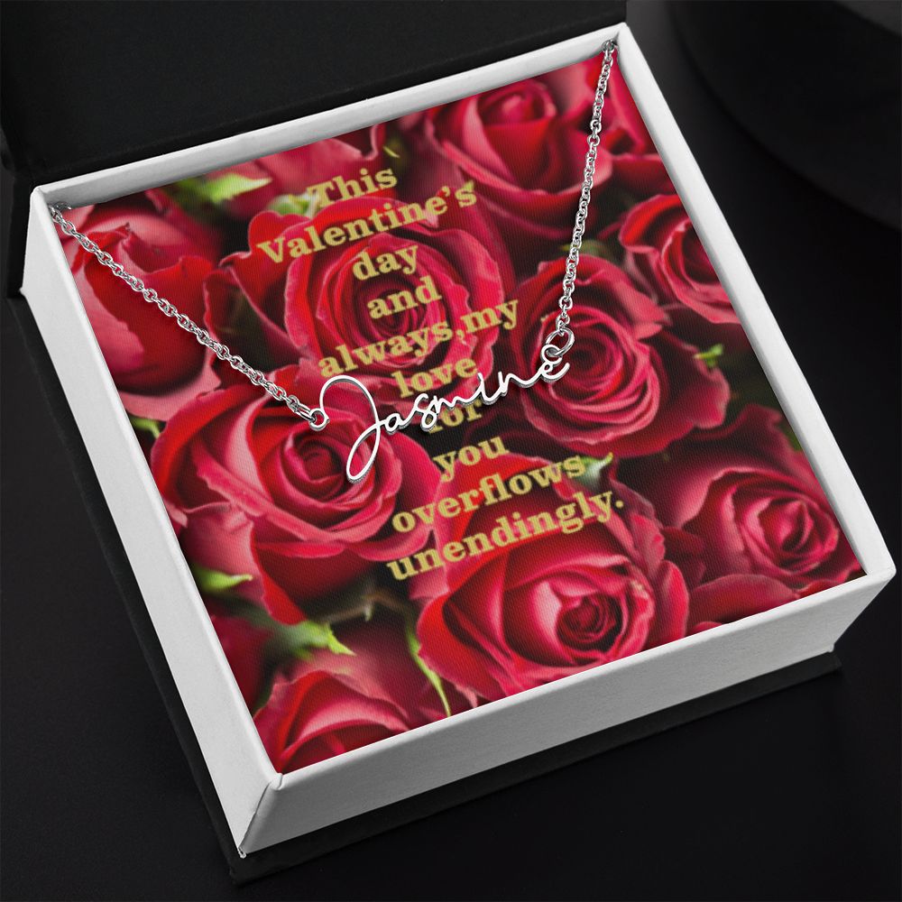 Happy Valentine's Day Signature Name Necklace