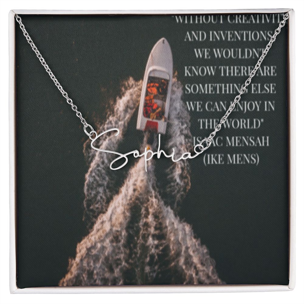 IKE MENS Quote Signature Name Necklace