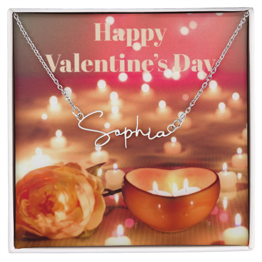 Happy Valentine's Day Signature Name Necklace