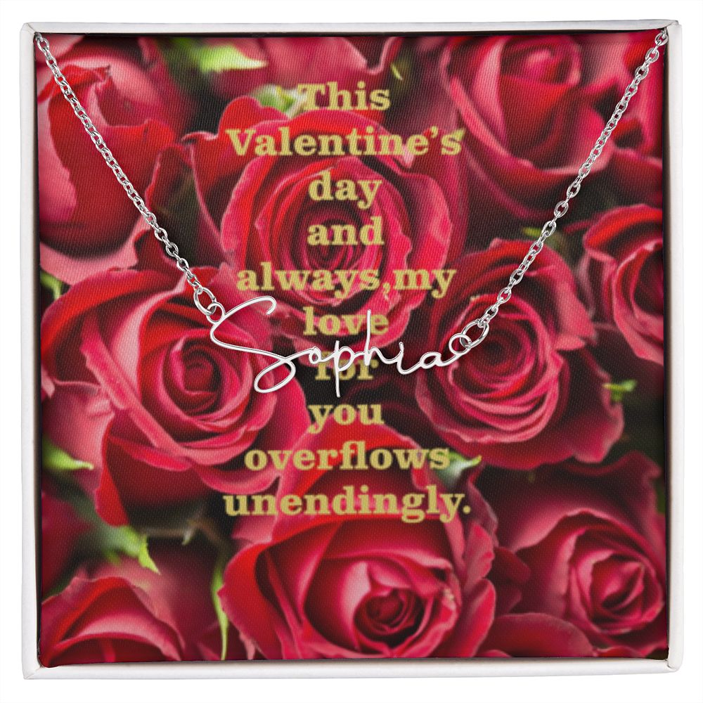 Happy Valentine's Day Signature Name Necklace