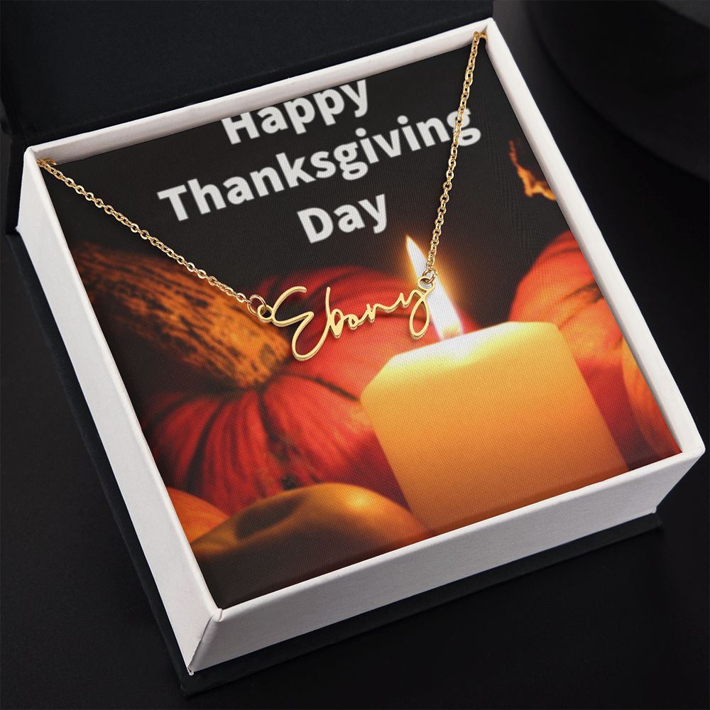 Happy Thanksgiving Day Signature Name Necklace