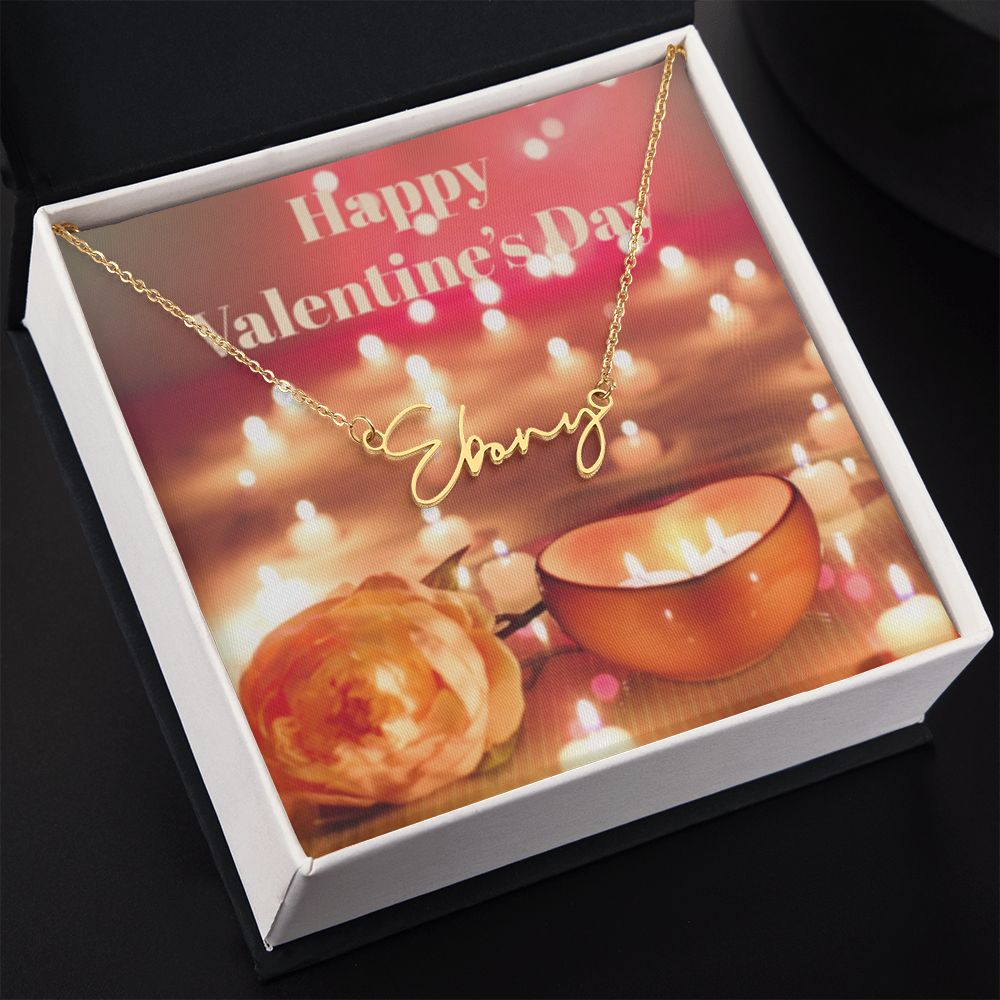 Happy Valentine's Day Signature Name Necklace