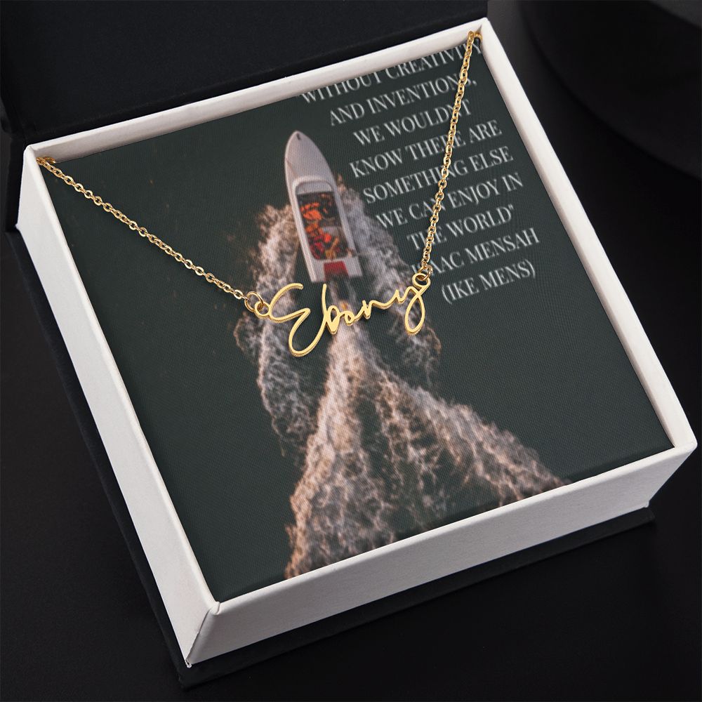 IKE MENS Quote Signature Name Necklace