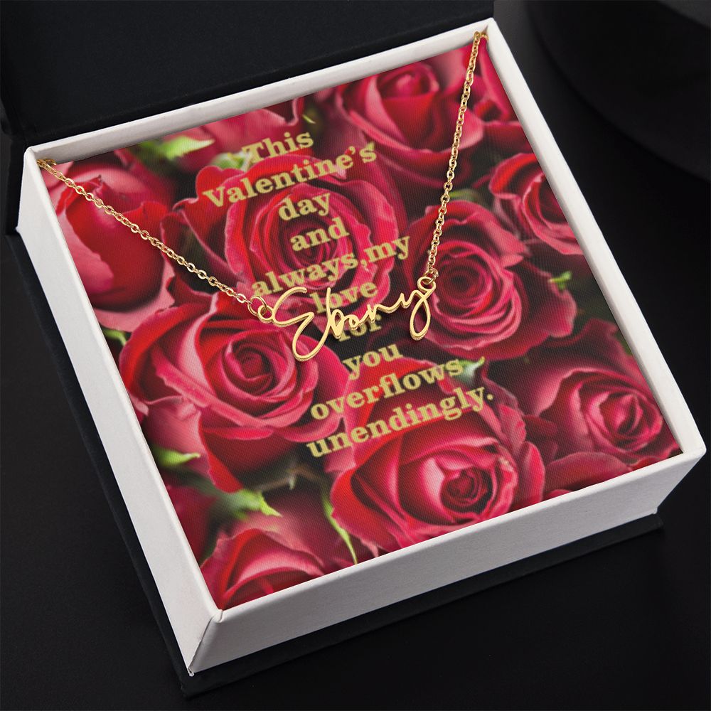 Happy Valentine's Day Signature Name Necklace