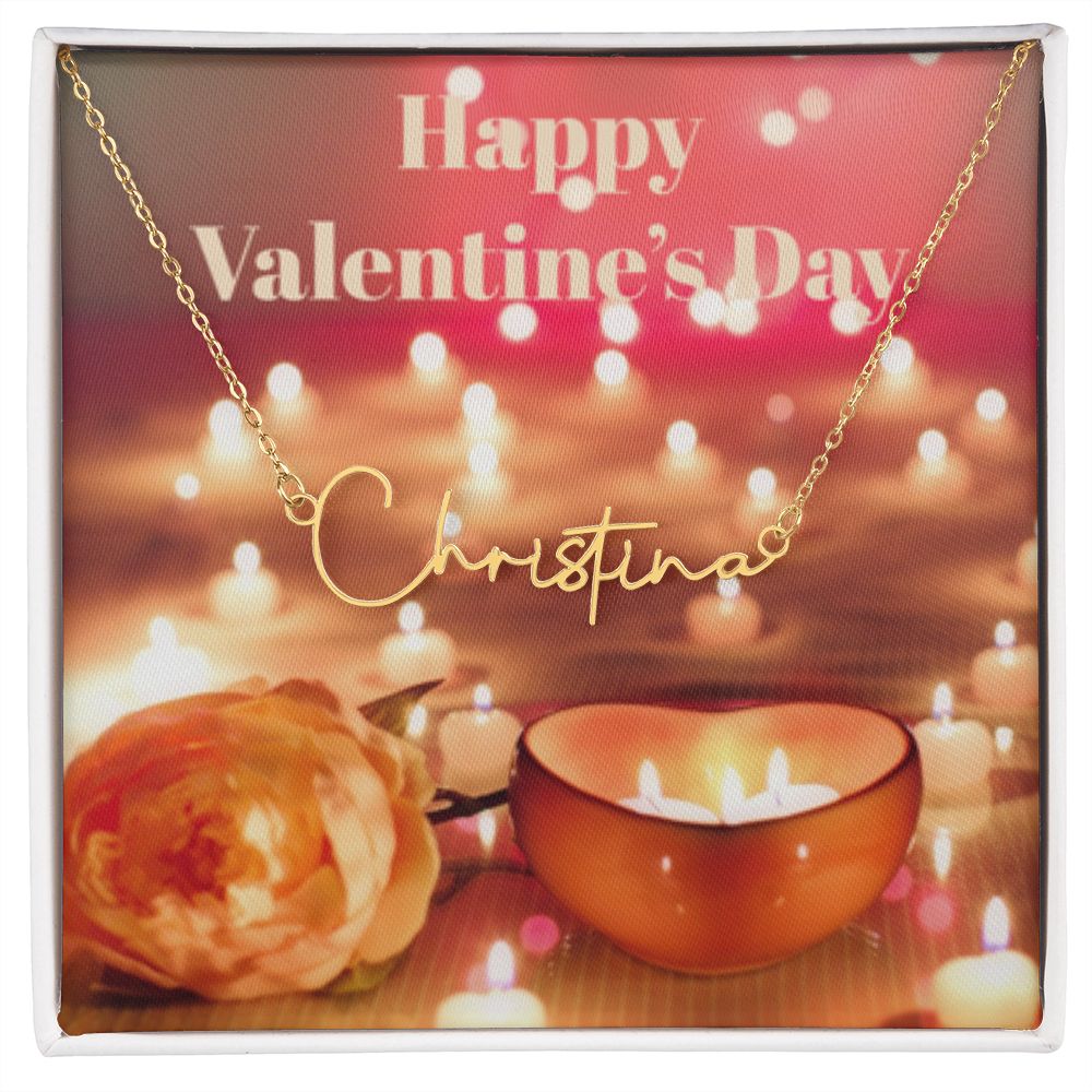 Happy Valentine's Day Signature Name Necklace