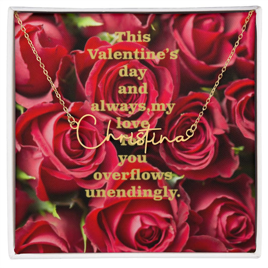 Happy Valentine's Day Signature Name Necklace