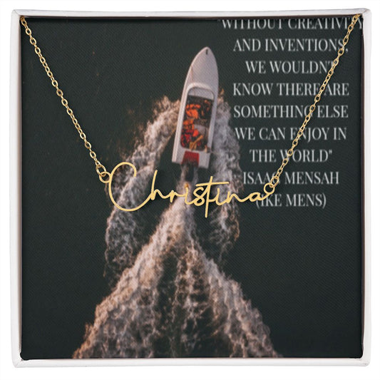 IKE MENS Quote Signature Name Necklace